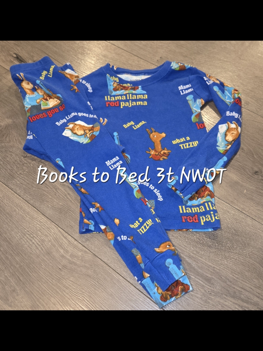 Blue Llama Print Kids Pajamas - Size 3T